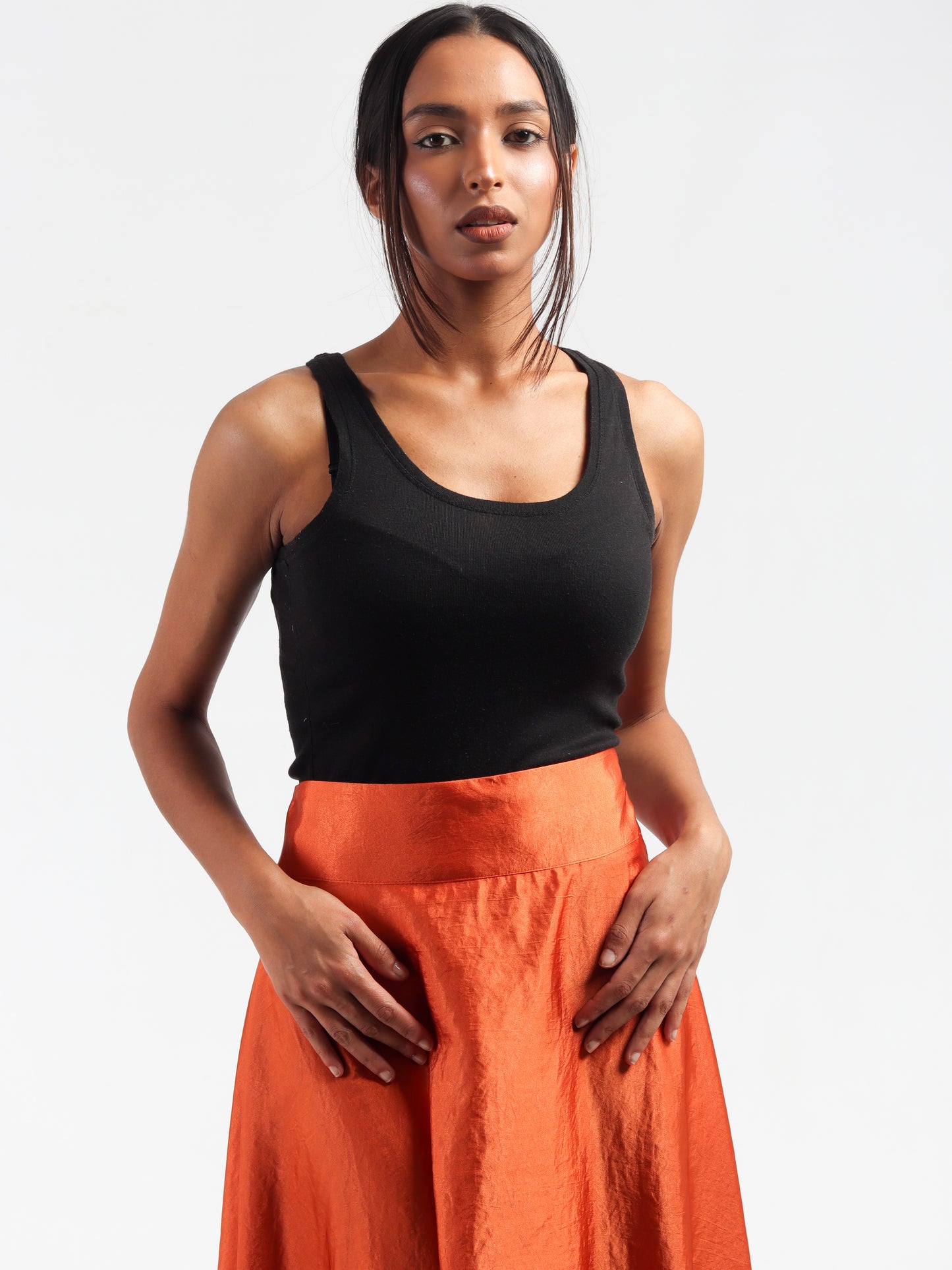 Portland Orange Silk Skirt