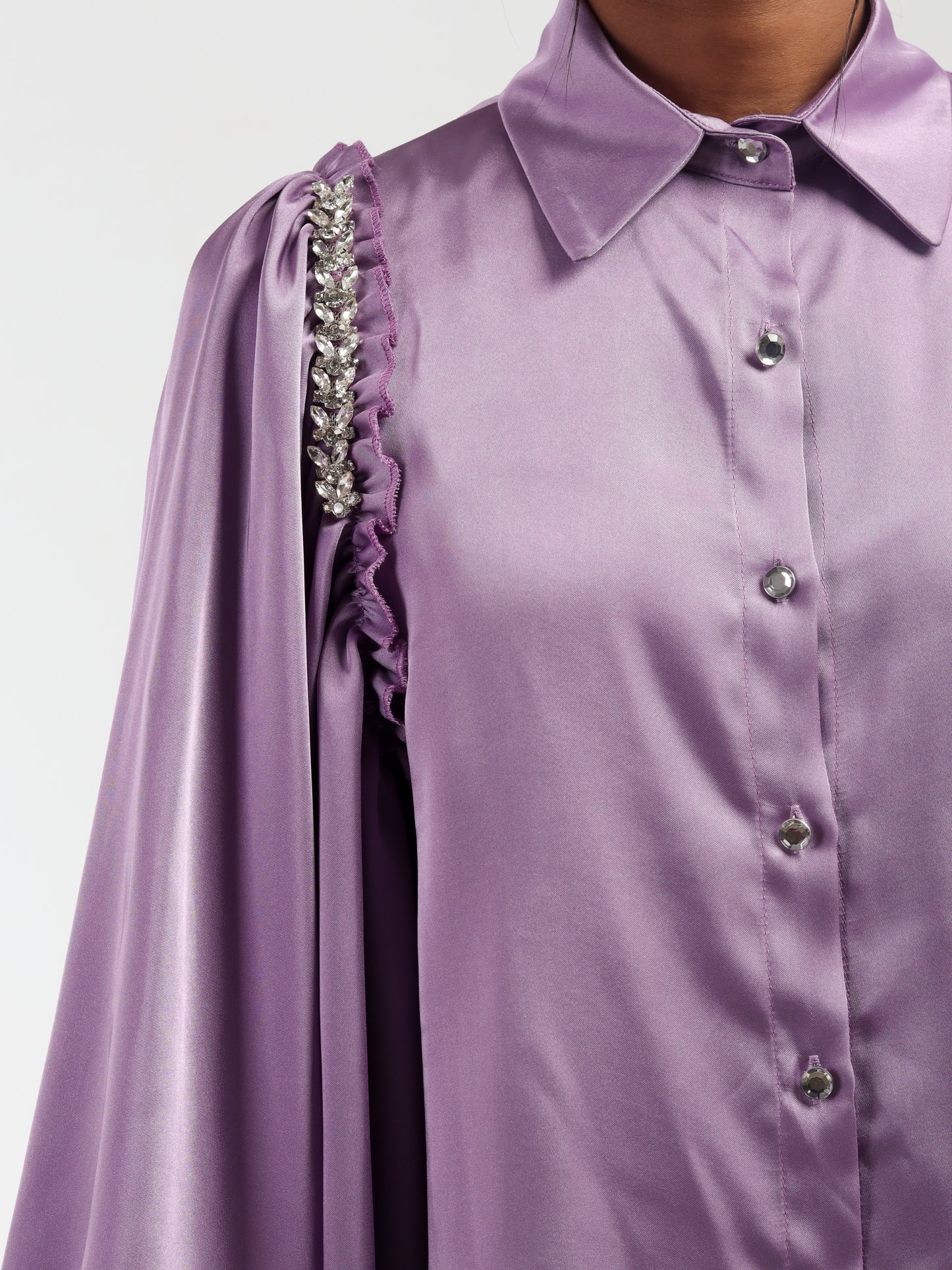 Periwinkle Embellished Silk Shirt