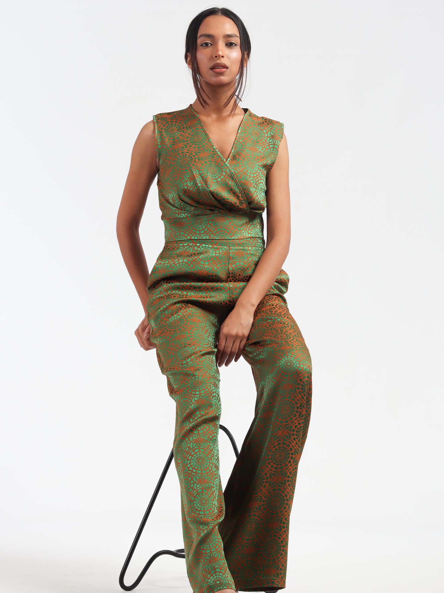 Moss Green & Orange Embossed Co-Ord