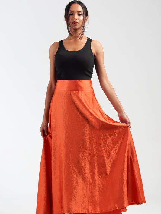 Portland Orange Silk Skirt